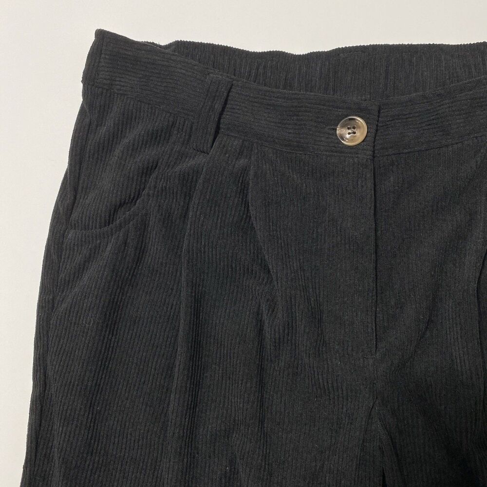 Halara Pants Women's L Black Corduroy Ribbed Pleated High Rise Athleisure NEW - Picture 7 of 9